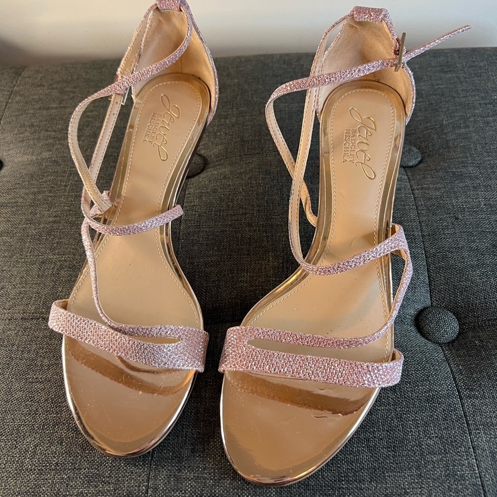 Badgley Mischka Pink jeweled Strappy Heels